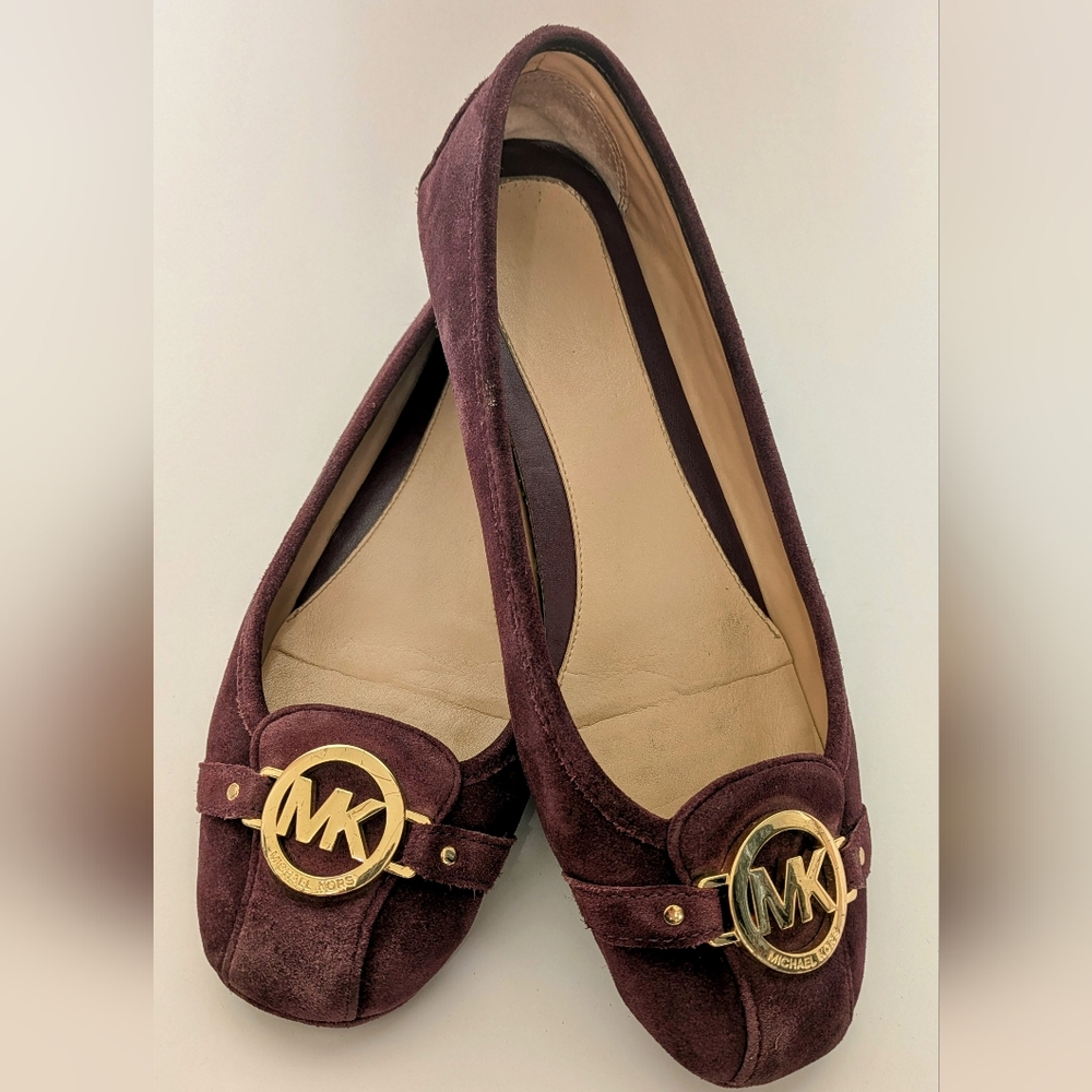 Michael Kors Burgundy Suede Leather Ballerina Flats, Size 11 - Picture 1 of 7
